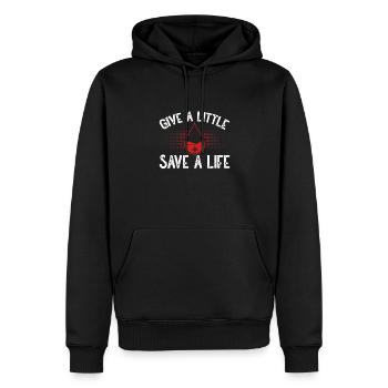 Donner un peu pour gagner sa vie - Sweat à capuche Premium bio Homme - noir - Devant - Nico (187cm)