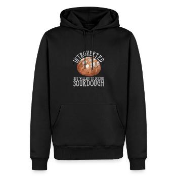 Introverted, but willing to discuss - Men’s Premium Organic Hoodie - black - Front - Nico (187cm)