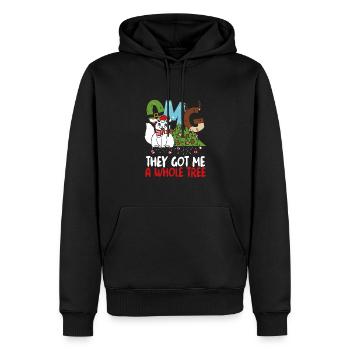 Chat avec sapin de Noël - Sweat à capuche Premium bio Homme - noir - Devant - Nico (187cm)