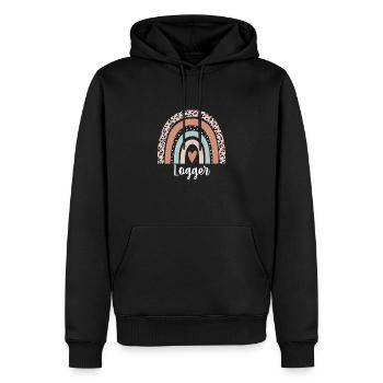 Logger Rainbow Leopard Funny Logger Appreciation - Men’s Premium Organic Hoodie - black - Front - Nico (187cm)