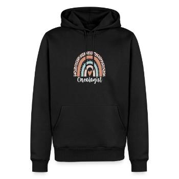 Oncologist Rainbow Leopard Funny Oncologist - Sweat à capuche Premium bio Homme - noir - Devant - Nico (187cm)