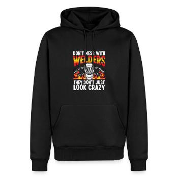Schweißer Sehen Einfach Verrückt Aus - Männer Premium Bio Hoodie - Schwarz - Vorne - Nico (187cm)