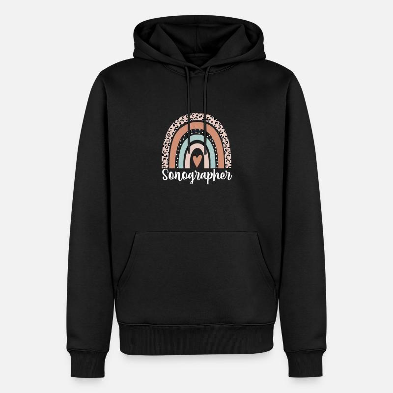 Échographiste Rainbow Leopard Échographiste drôle - Sweat à capuche Premium bio Homme - noir