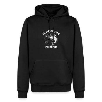 Je peux pas j ai pêche Drôle pêcheurs - Sweat à capuche Premium bio Homme - noir - Devant - Nico (187cm)
