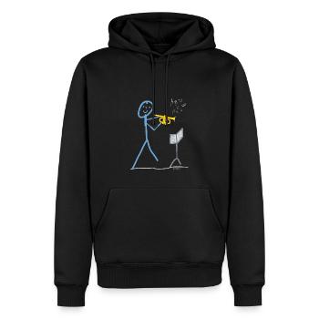 Trompete Musik Strichmännchen Spielt Melodie - Männer Premium Bio Hoodie - Schwarz - Vorne - Nico (187cm)