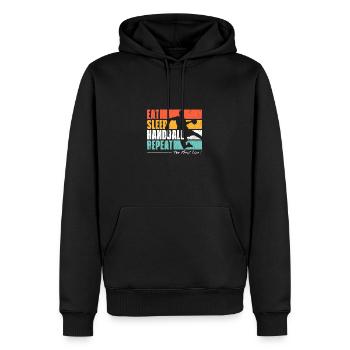 Manger Dormir Handball Repeter. Fans de hand - Sweat à capuche Premium bio Homme - noir - Devant - Nico (187cm)