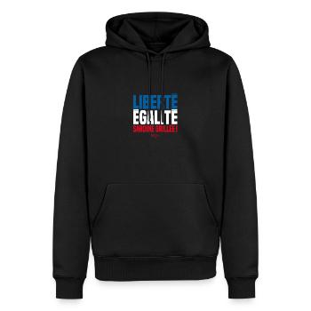 LIBERTY EQUALITY GEGRILLTE SARDINEN! - Männer Premium Bio Hoodie - Schwarz - Vorne - Nico (187cm)