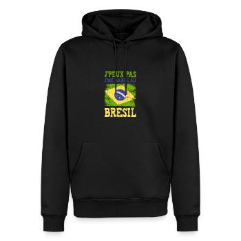 Je peux pas je me barre au Brésil - Sweat à capuche Premium bio Homme - noir - Devant - Nico (187cm)