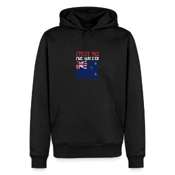 Ich kann nicht, ich bin in Neuseeland - Männer Premium Bio Hoodie - Schwarz - Vorne - Nico (187cm)