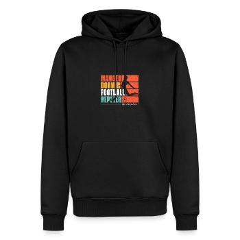 Essen, schlafen, Fußball spielen, wiederholen. Fußballfans - Männer Premium Bio Hoodie - Schwarz - Vorne - Nico (187cm)