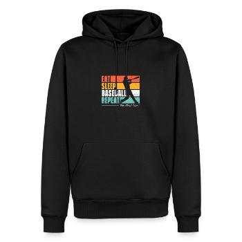Eat Sleep Baseball Wiederholung. US-Sportfans - Männer Premium Bio Hoodie - Schwarz - Vorne - Nico (187cm)