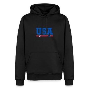 USA drapeau et emblème des Etats unis. Supporters - Sweat à capuche Premium bio Homme - noir - Devant - Nico (187cm)