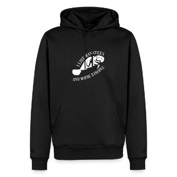 Manatee Dugong avec un dicton drôle - Sweat à capuche Premium bio Homme - noir - Devant - Nico (187cm)