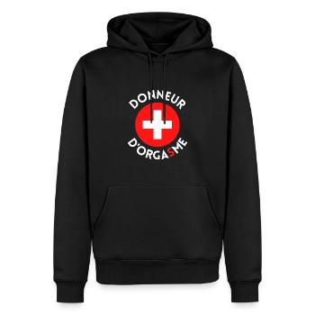 Donneur d'orgasme - Sweat à capuche Premium bio Homme - noir - Devant - Nico (187cm)