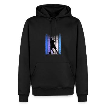 Vintage Retro Fußball - Männer Premium Bio Hoodie - Schwarz - Vorne - Nico (187cm)