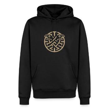 Valhalla Viking symbole corbeaux - Sweat à capuche Premium bio Homme - noir - Devant - Nico (187cm)