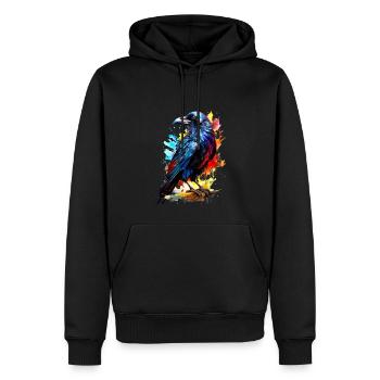 Corbeau peint - Sweat à capuche Premium bio Homme - noir - Devant - Nico (187cm)