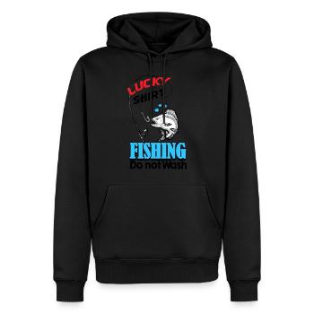 lucky shirt fishing do not wash - Sweat à capuche Premium bio Homme - noir - Devant - Nico (187cm)