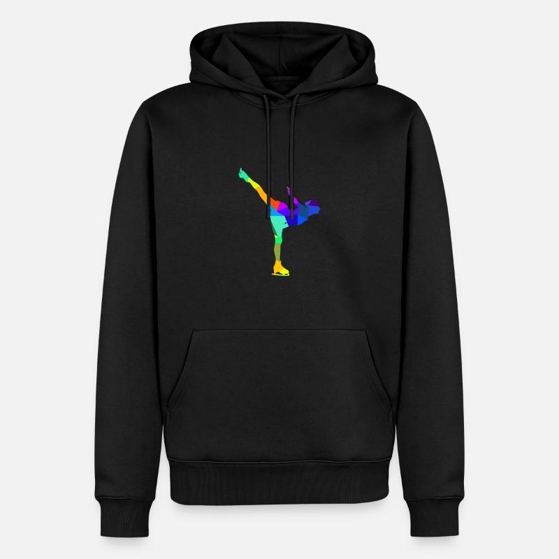 Eiskunstlaufen Schlittschuh Regenbogen Polygon - Männer Premium Bio Hoodie - Schwarz