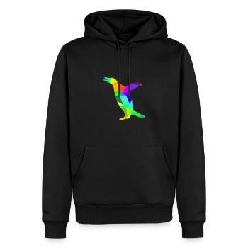 Pinguin Regenbogen Tiere Polygon - Männer Premium Bio Hoodie - Schwarz - Vorne - Nico (187cm)
