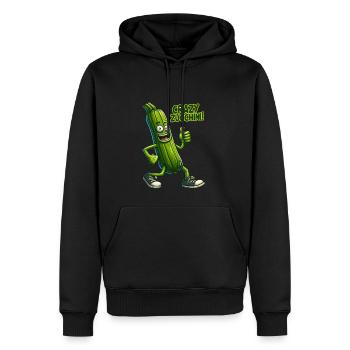 Crazy Veggies: Zucchini Thumbs Up - Männer Premium Bio Hoodie - Schwarz - Vorne - Nico (187cm)
