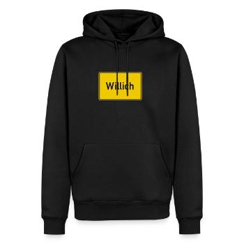Willich Ortsschild Heimat Shirt HATRIK DESIGN - Männer Premium Bio Hoodie - Schwarz - Vorne - Nico (187cm)