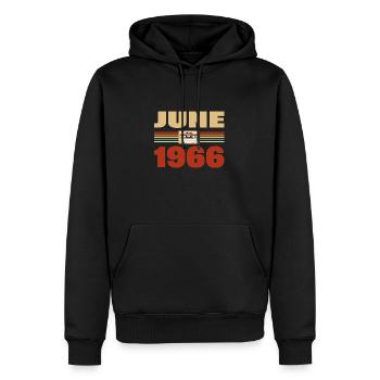 57e anniversaire juin millésime 1966 Idée cadeau - Sweat à capuche Premium bio Homme - noir - Devant - Nico (187cm)