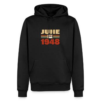 75ème anniversaire juin millésime 1948 idée cadeau - Sweat à capuche Premium bio Homme - noir - Devant - Nico (187cm)