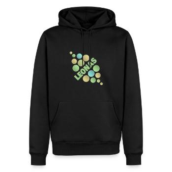 Prénom Leonas - Sweat à capuche Premium bio Homme - noir - Devant - Nico (187cm)