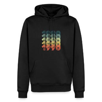 Année 1990 - Sweat à capuche Premium bio Homme - noir - Devant - Nico (187cm)