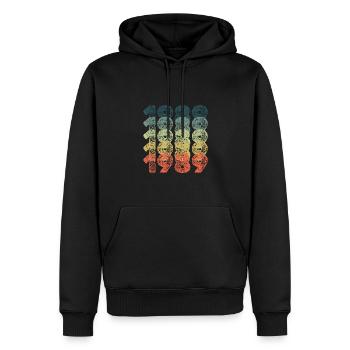 Année 1989 - Sweat à capuche Premium bio Homme - noir - Devant - Nico (187cm)
