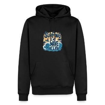Le surf est ma vague de vie – Surfer & Ocean - Sweat à capuche Premium bio Homme - noir - Devant - Nico (187cm)