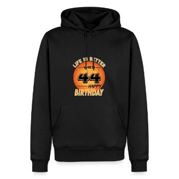 Happy Birthday Life is better with 44 - Männer Premium Bio Hoodie - Schwarz - Vorne - Nico (187cm)