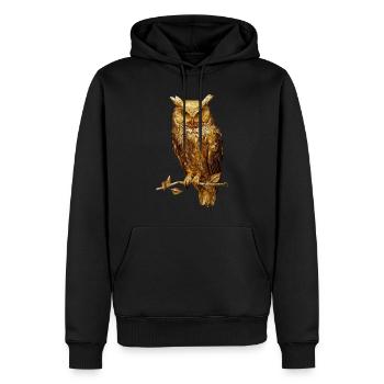 Eule - Männer Premium Bio Hoodie - Schwarz - Vorne - Nico (187cm)
