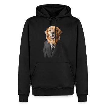 Chien - Sweat à capuche Premium bio Homme - noir - Devant - Nico (187cm)