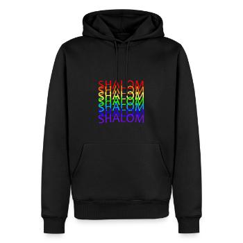 SHALOM - REGENBOGEN - Männer Premium Bio Hoodie - Schwarz - Vorne - Nico (187cm)