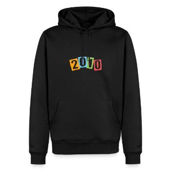 Geboren 2010 – Geburtstag mit großen bunten Zahlen - Männer Premium Bio Hoodie - Schwarz - Vorne - Nico (187cm)