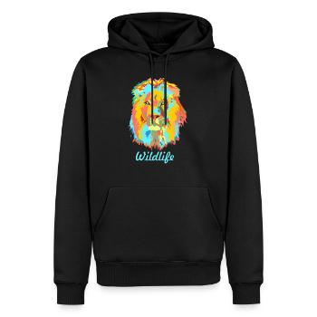 Chat de la faune - Sweat à capuche Premium bio Homme - noir - Devant - Nico (187cm)