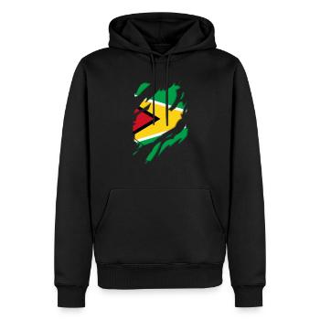 Guyana flag torn motif - Men’s Premium Organic Hoodie - black - Front - Nico (187cm)