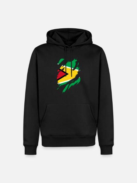 Drapeau déchiré du Guyana - Sweat à capuche Premium bio Homme - noir
