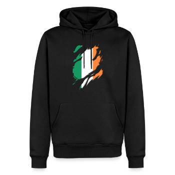 Ireland flag torn motif - Men’s Premium Organic Hoodie - black - Front - Nico (187cm)