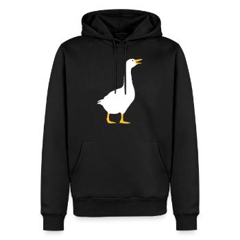 Lachende Gans Design - Männer Premium Bio Hoodie - Schwarz - Vorne - Nico (187cm)