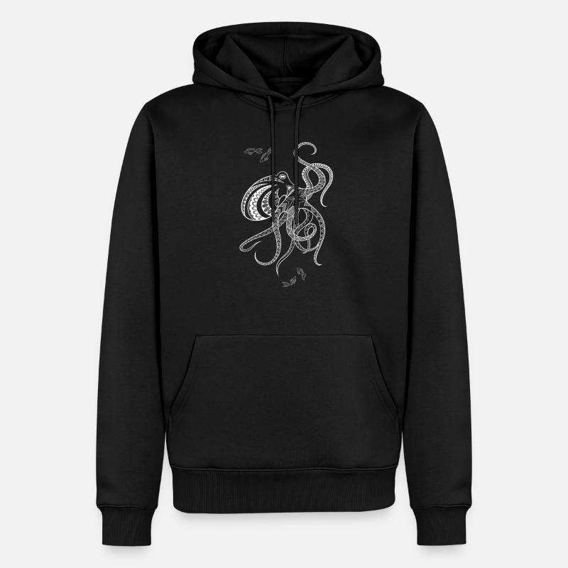 Mandala poulpe blanc - Sweat à capuche Premium bio Homme - noir