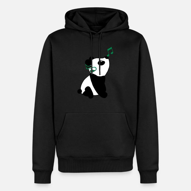 Panda mit Cochlea-Implantat - Männer Premium Bio Hoodie - Schwarz