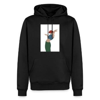 Pilz Person Pose - Männer Premium Bio Hoodie - Schwarz - Vorne - Nico (187cm)