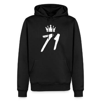 71 Zahl Krone - Männer Premium Bio Hoodie - Schwarz - Vorne - Nico (187cm)