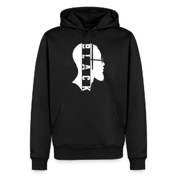 Mois de l’histoire des Noirs Design vintage - Sweat à capuche Premium bio Homme - noir - Devant - Nico (187cm)