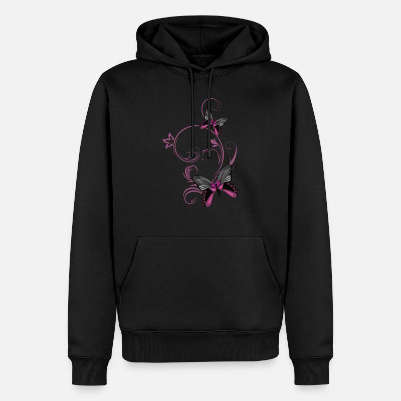 Zwei stilisierte Schmetterlinge - Männer Premium Bio Hoodie - Schwarz