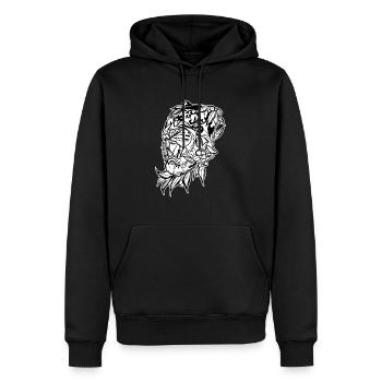 Tigerkopf // Illustration - Männer Premium Bio Hoodie - Schwarz - Vorne - Nico (187cm)