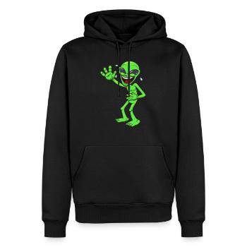Alien riant - Sweat à capuche Premium bio Homme - noir - Devant - Nico (187cm)